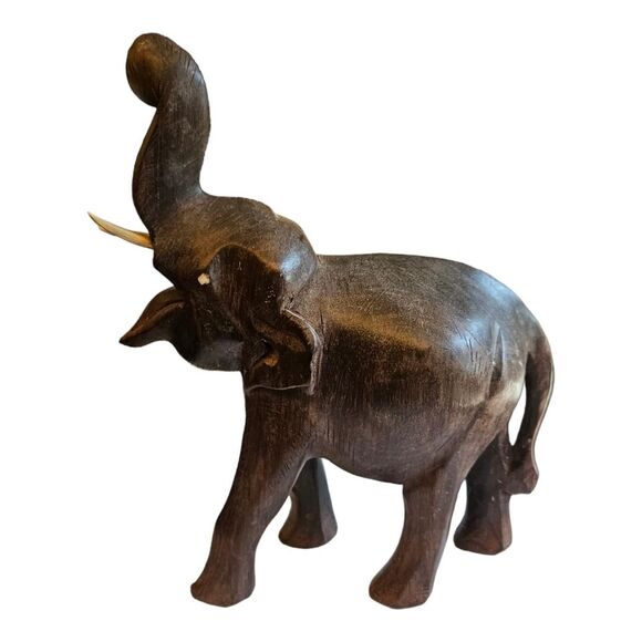 VTG large Handcarved dark wood Wooden elephant